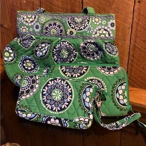 Vera Bradley Green and Blue Floral Tote Set